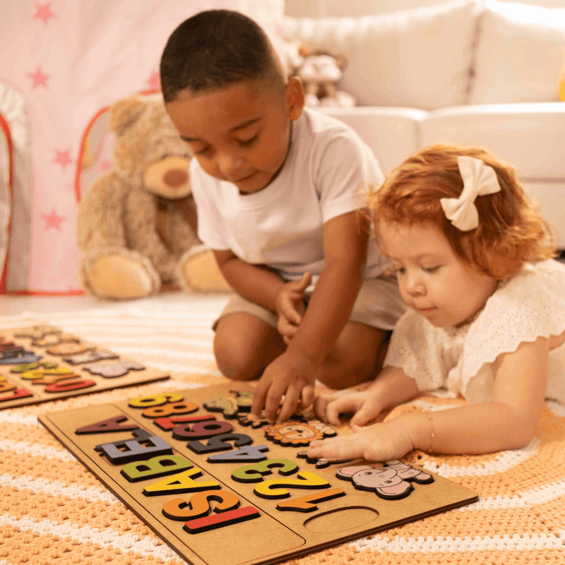 Quebra-Cabeça Personalizado com Nome, Números e Animais Educativo (FORMA)