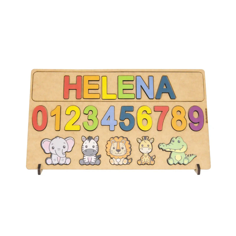 Quebra-Cabeça Personalizado com Nome, Números e Animais Educativo (FORMA)