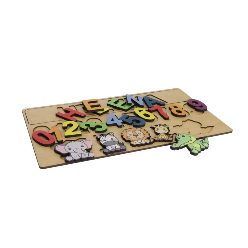Quebra-Cabeça Personalizado com Nome, Números e Animais Educativo (FORMA)