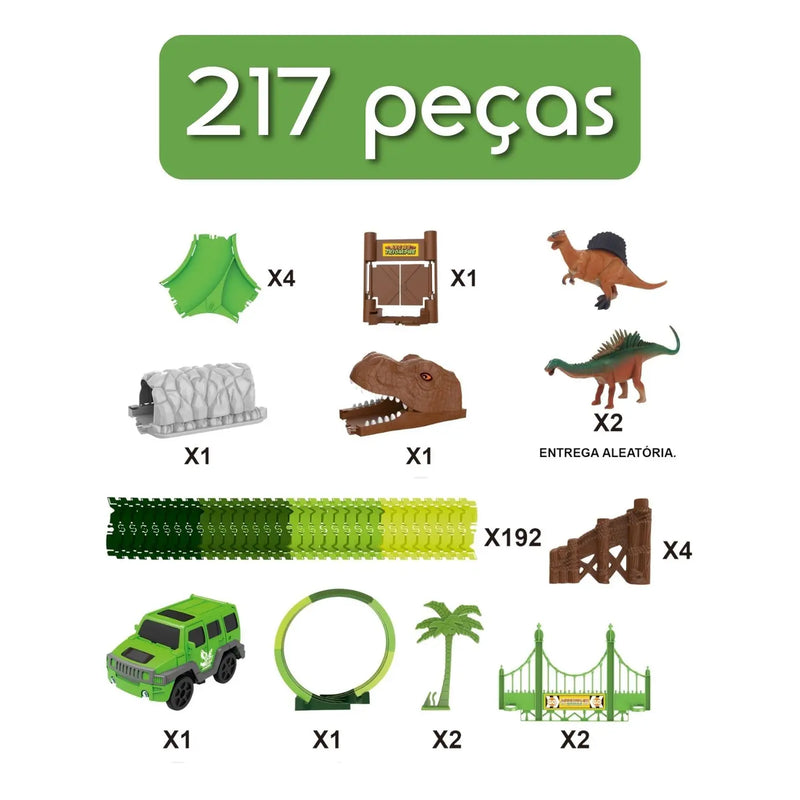 🦖 Pista Carrinhos Dino - 217 peças
